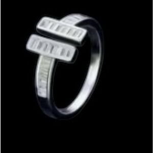 Vintage luxe Letter Hage silver rhinestone Ring Retro Jewelry